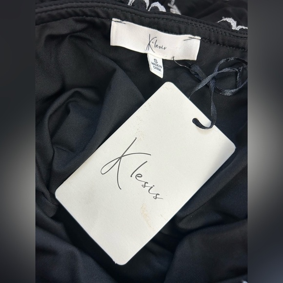 NWT Klesis Black/White Ruffle Mesh Strapless Maxi Dress Size Small - Picture 8 of 14